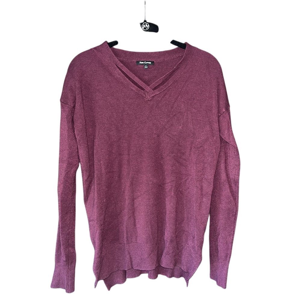 Pure Caslon Burgundy V-Neck Sweater Casual‎ Long Sleeve Knit Pullover